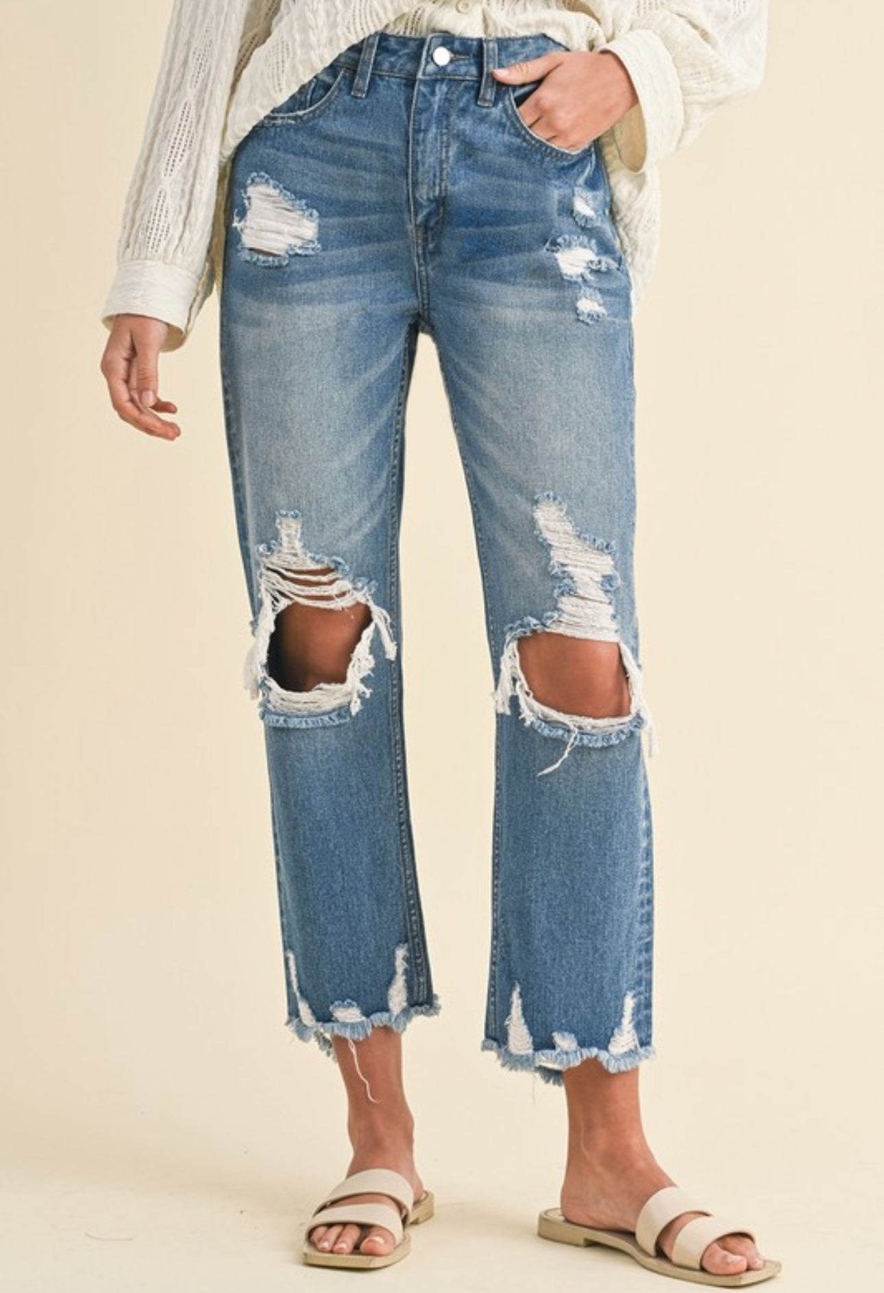 The High Rise Distressed Annie Jeans
