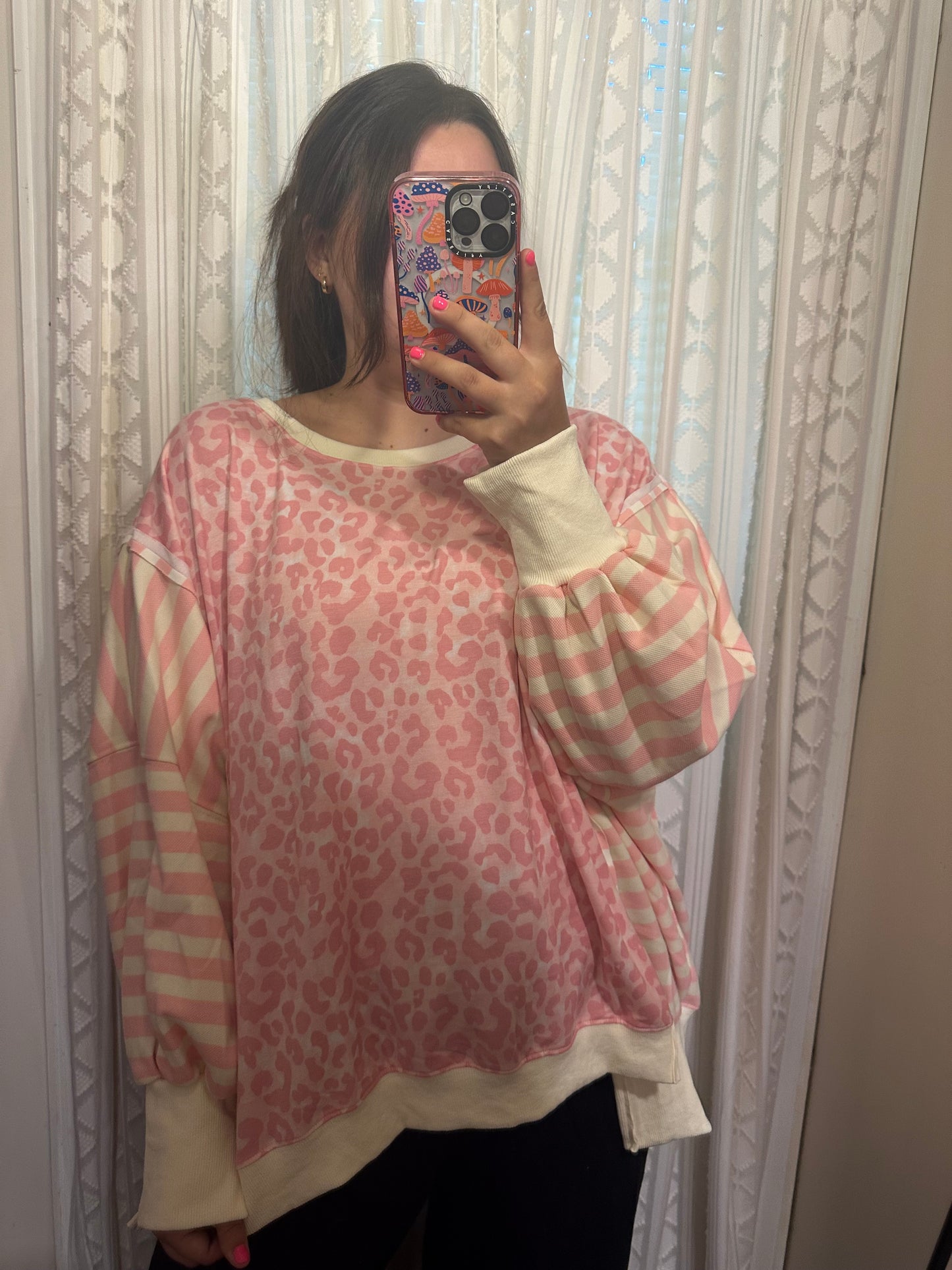Leopard Striped Oversized Pullover