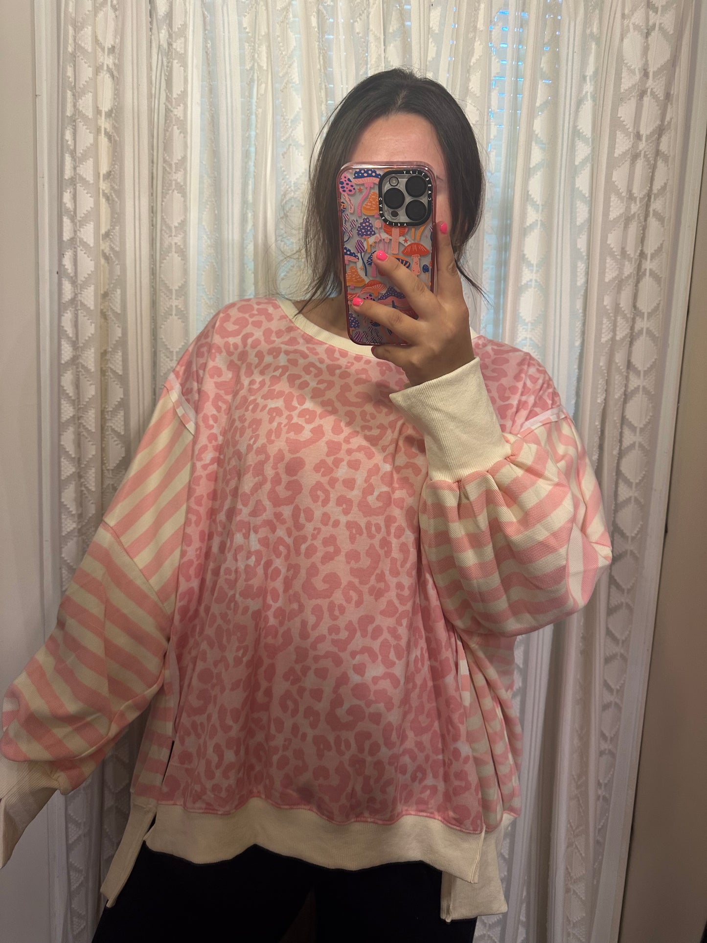 Leopard Striped Oversized Pullover