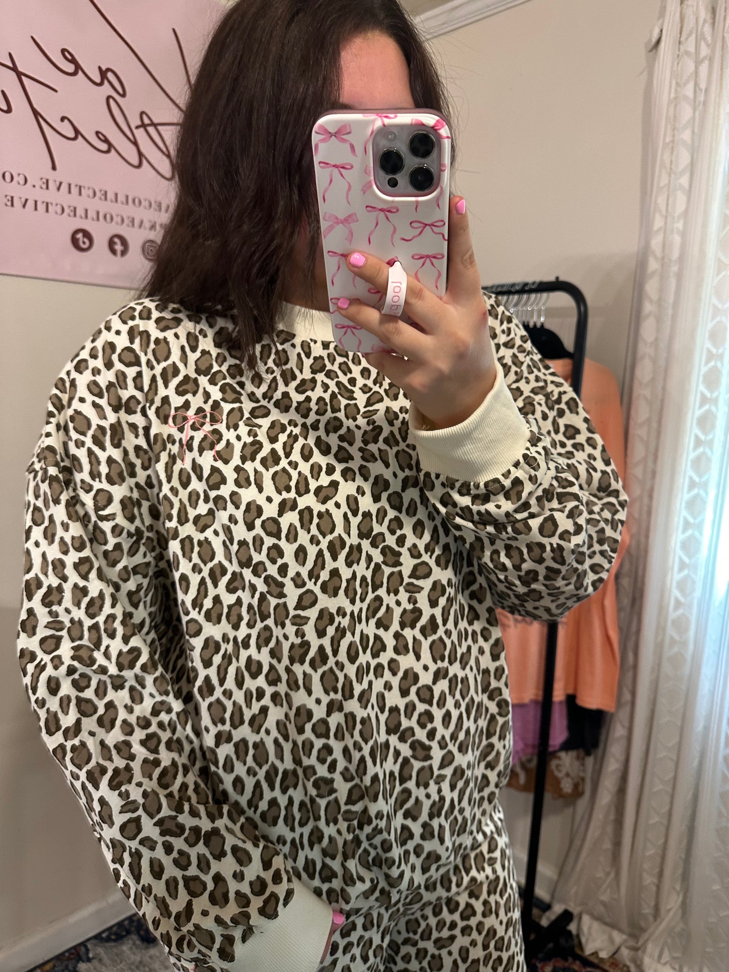 Leopard Sweatshirt & Sweatpants Set
