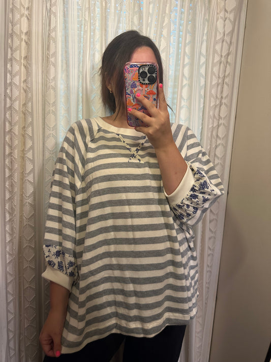 Floral Striped Tunic Top