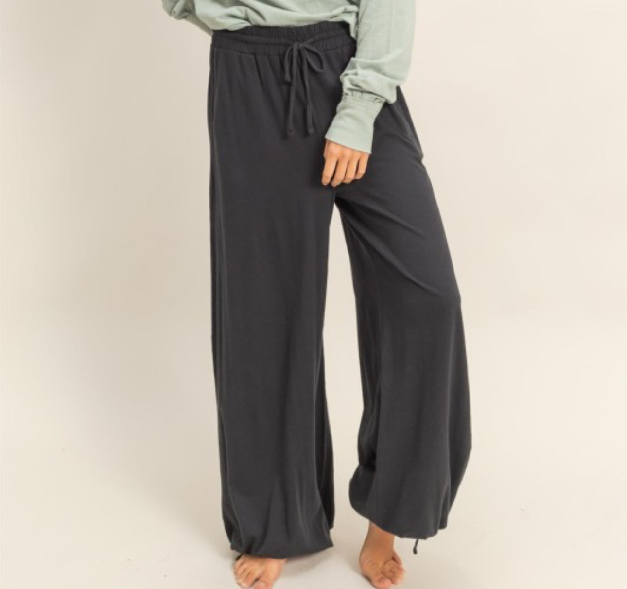 Drawstring Black Lounge Pants