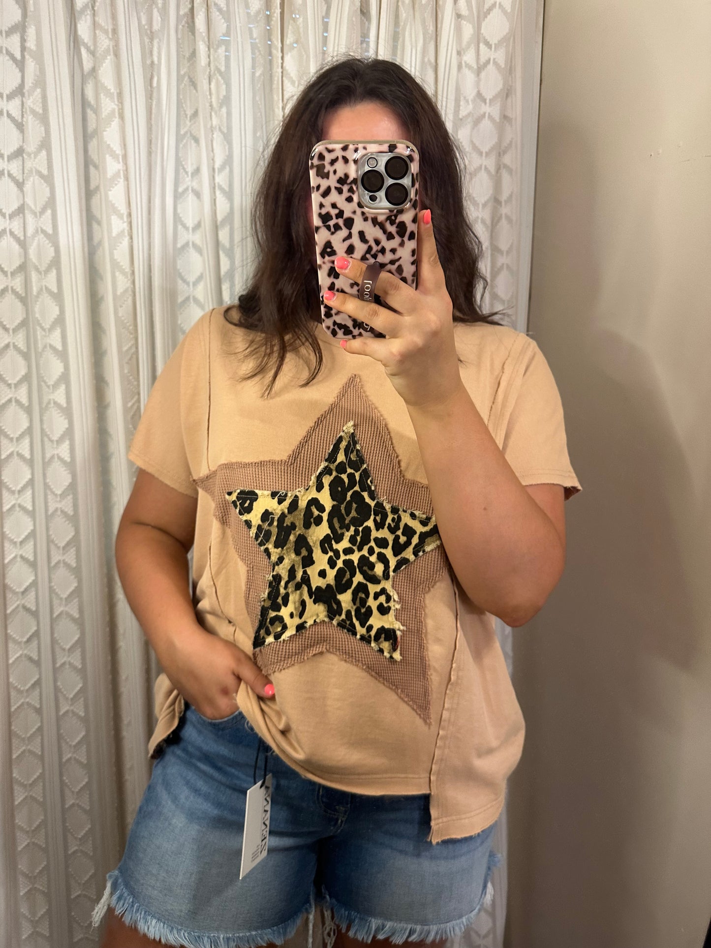 Leopard Mineral Wash Star Top