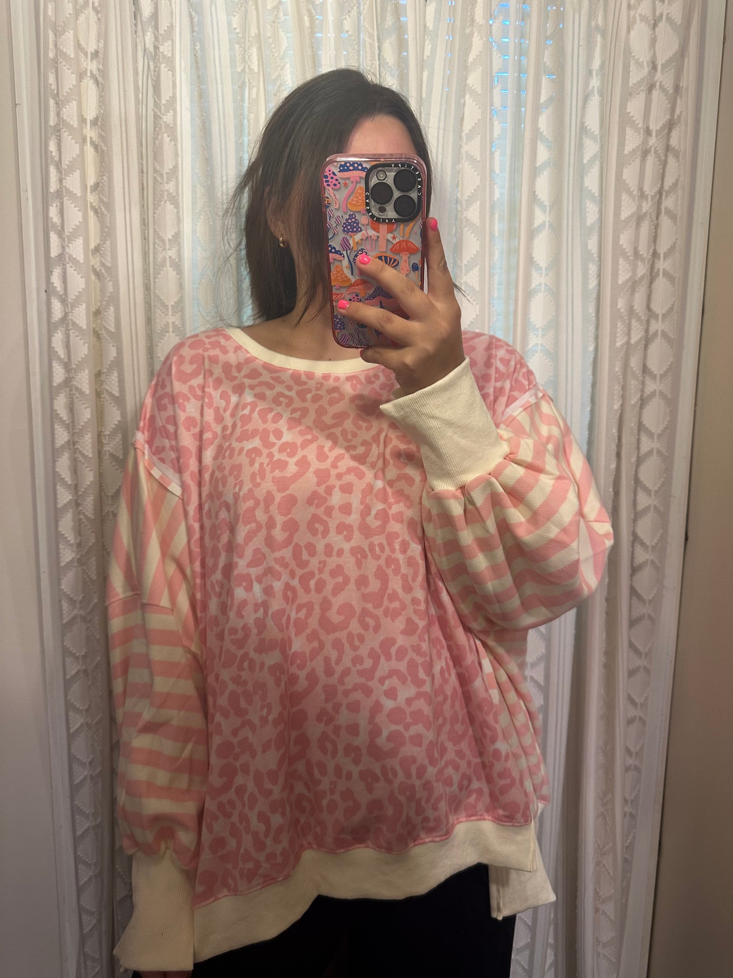 Leopard Striped Oversized Pullover