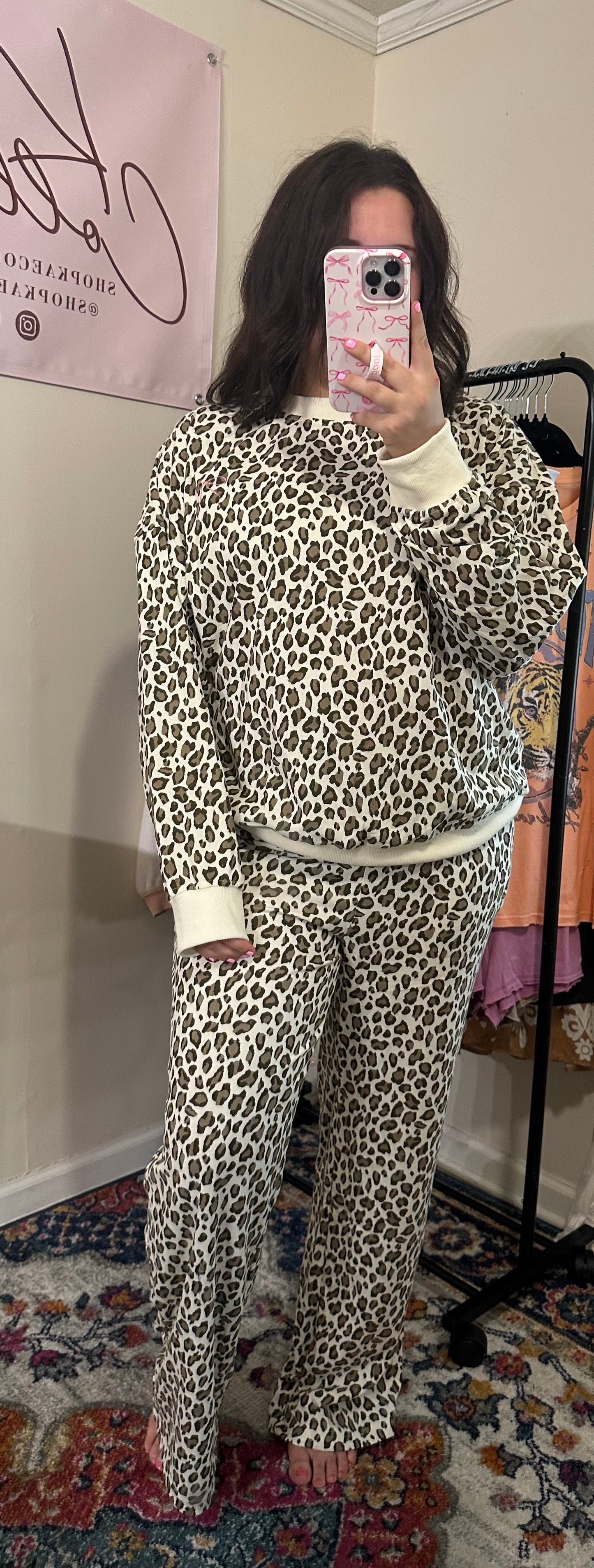 Leopard Sweatshirt & Sweatpants Set