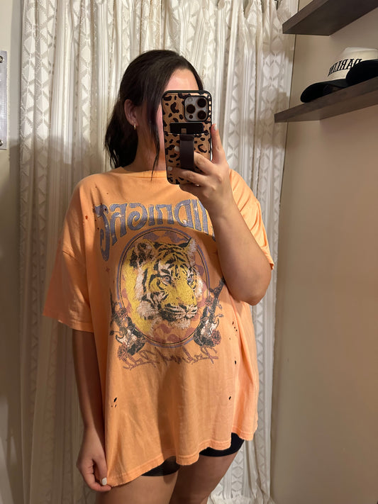 Oversized Midnight Rock N Roll Tiger Vintage Tee