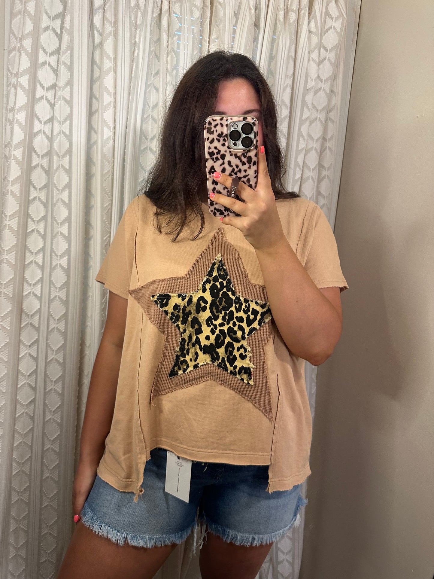 Leopard Mineral Wash Star Top