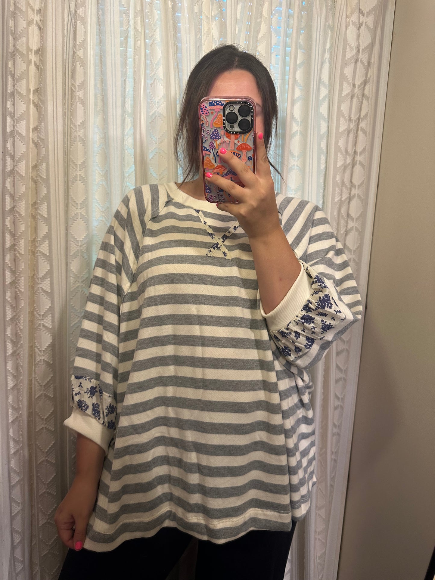 Floral Striped Tunic Top