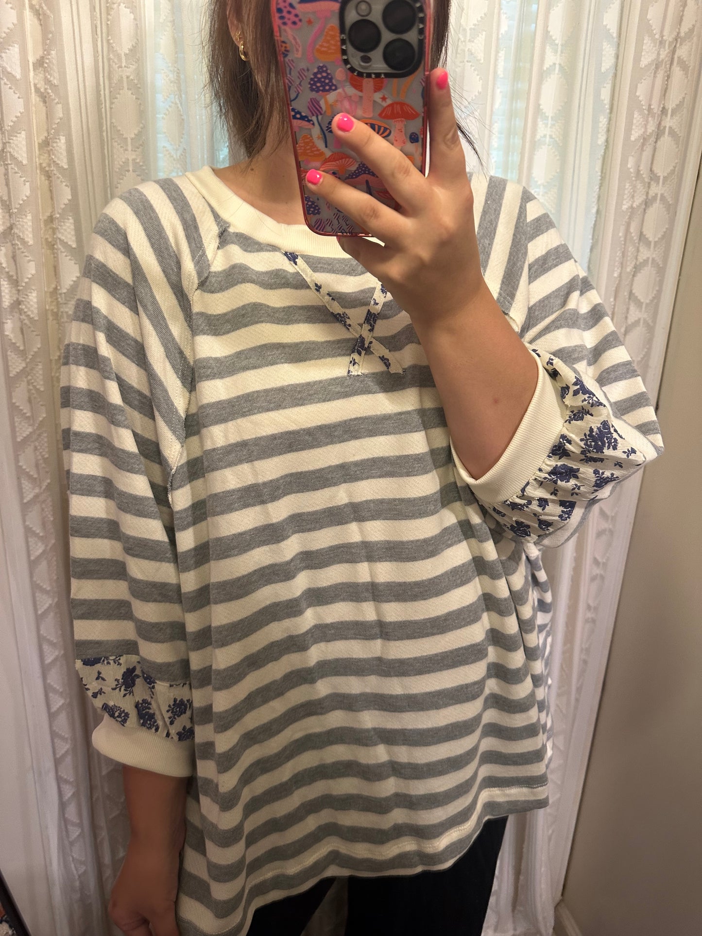 Floral Striped Tunic Top