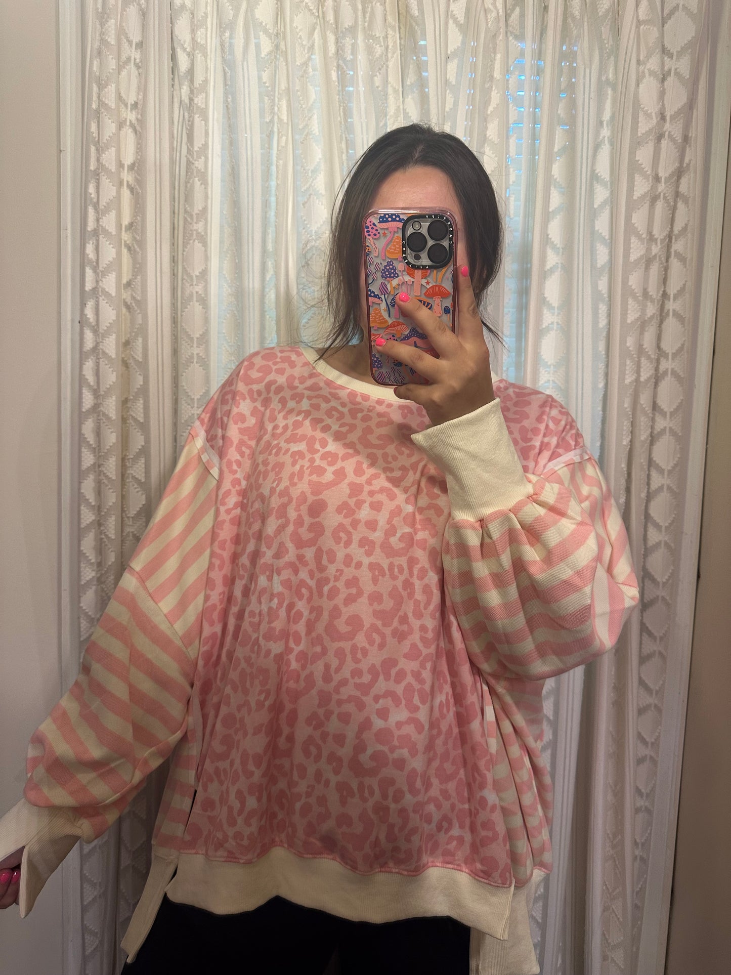 Leopard Striped Oversized Pullover