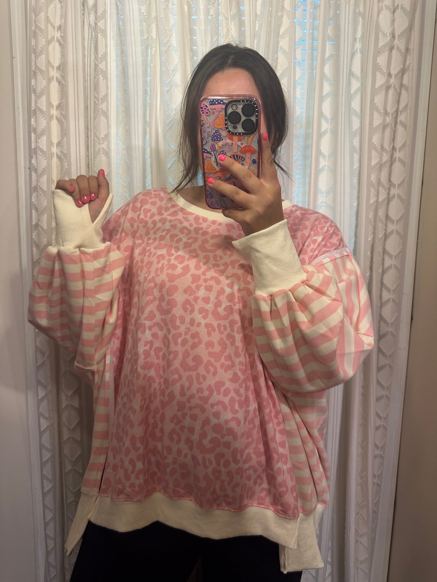 Leopard Striped Oversized Pullover