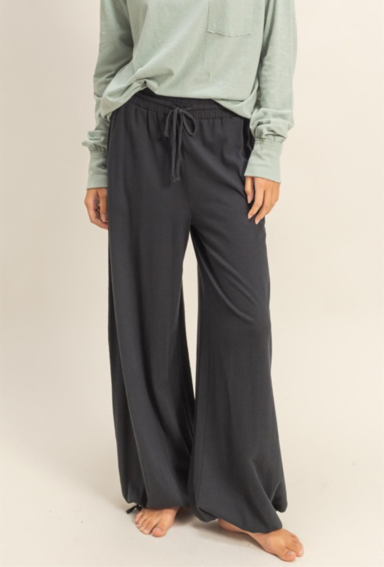 Drawstring Black Lounge Pants