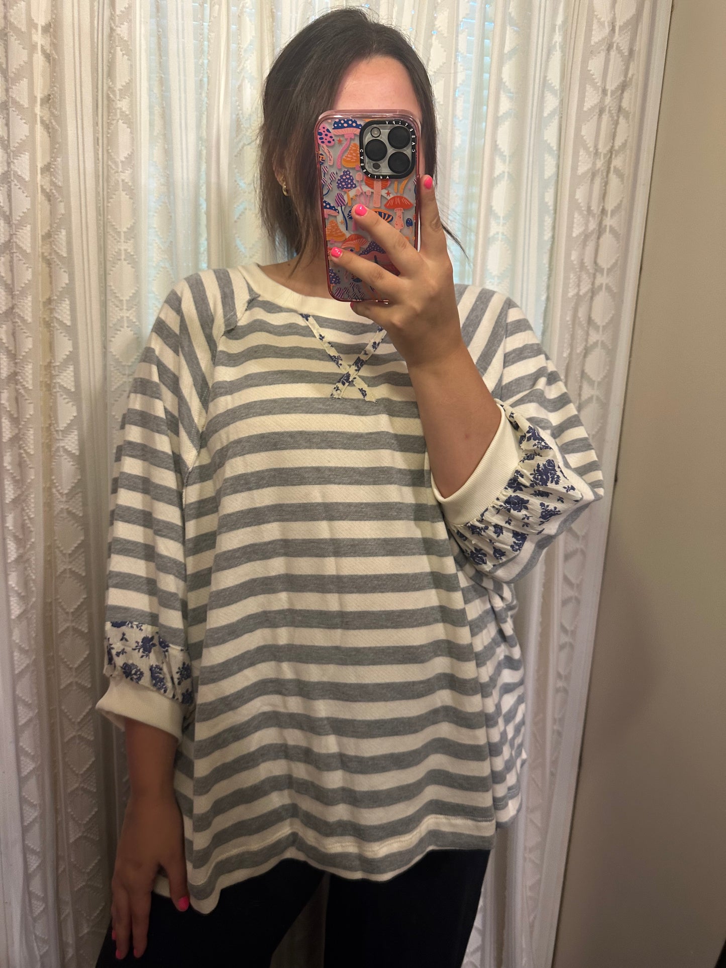 Floral Striped Tunic Top