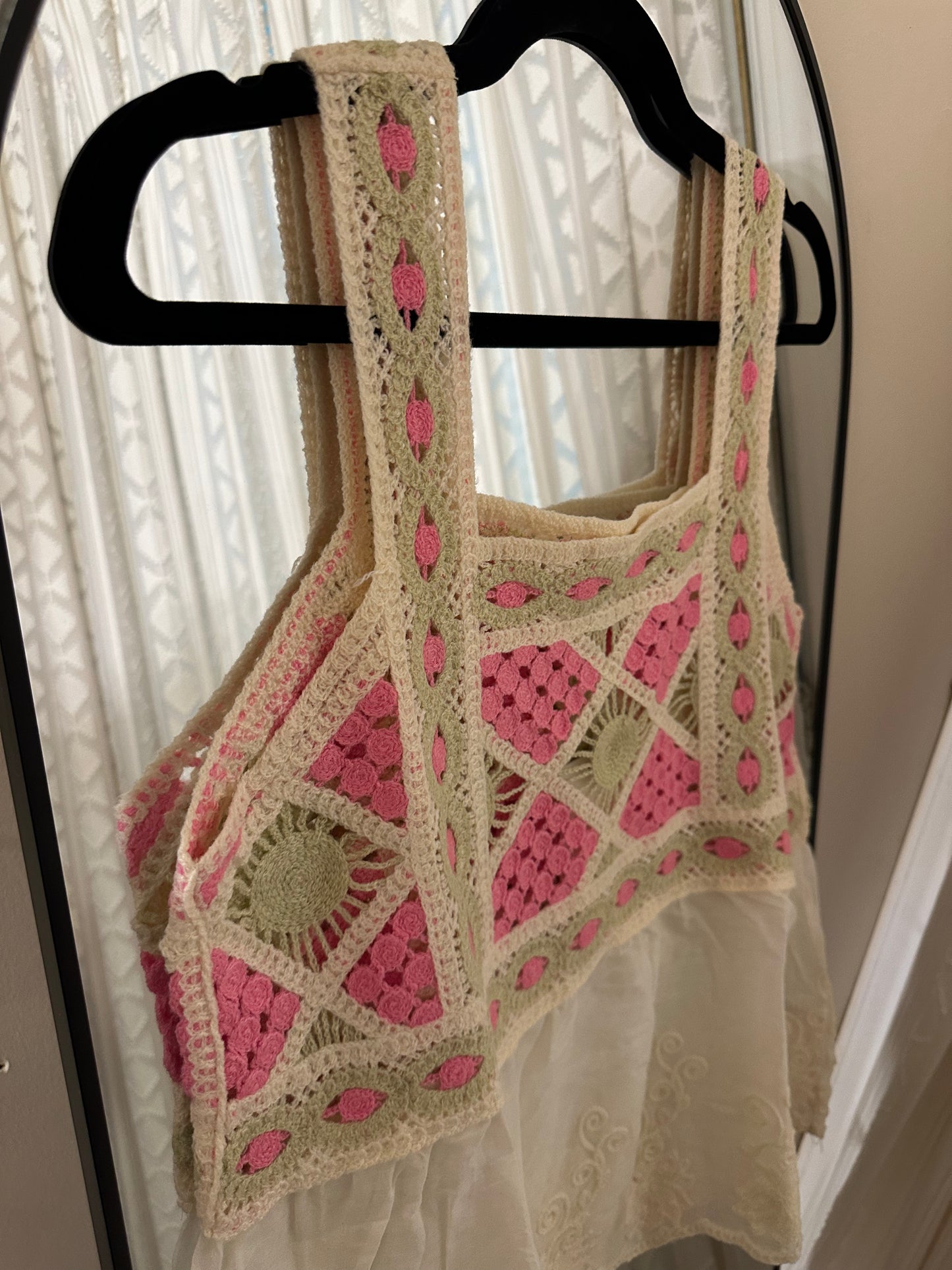 Cream & Pink Peplum Top