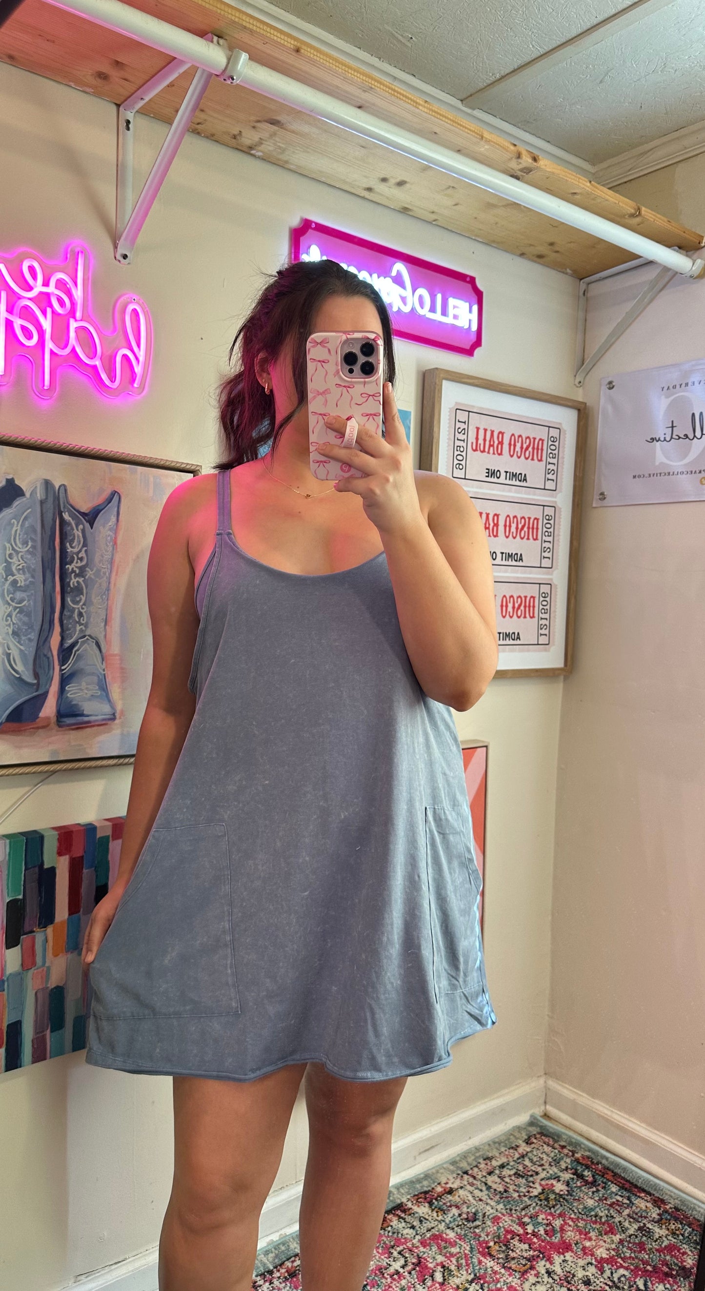 Denim Washed Mini Dress/Romper