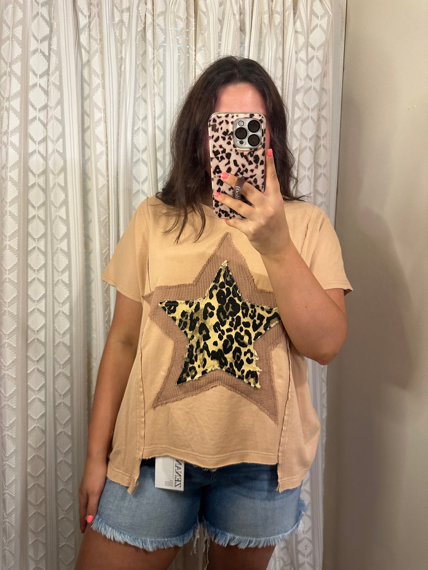 Leopard Mineral Wash Star Top