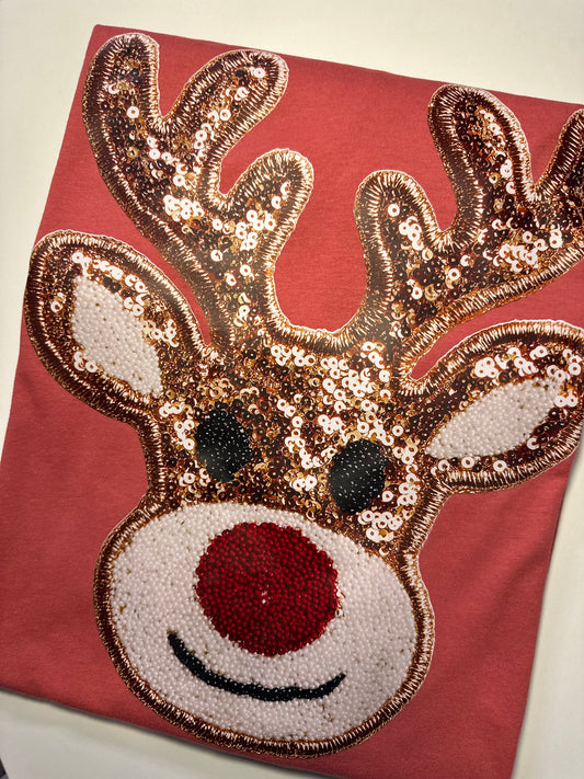 SEQUIN REINDEER TEE OR SWEATSHIRT