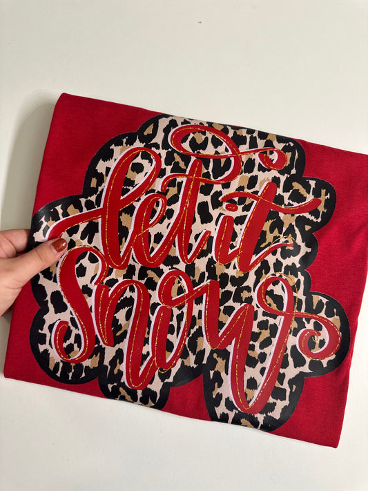 LET IT SNOW LEOPARD TEE OR SWEATSHIRT
