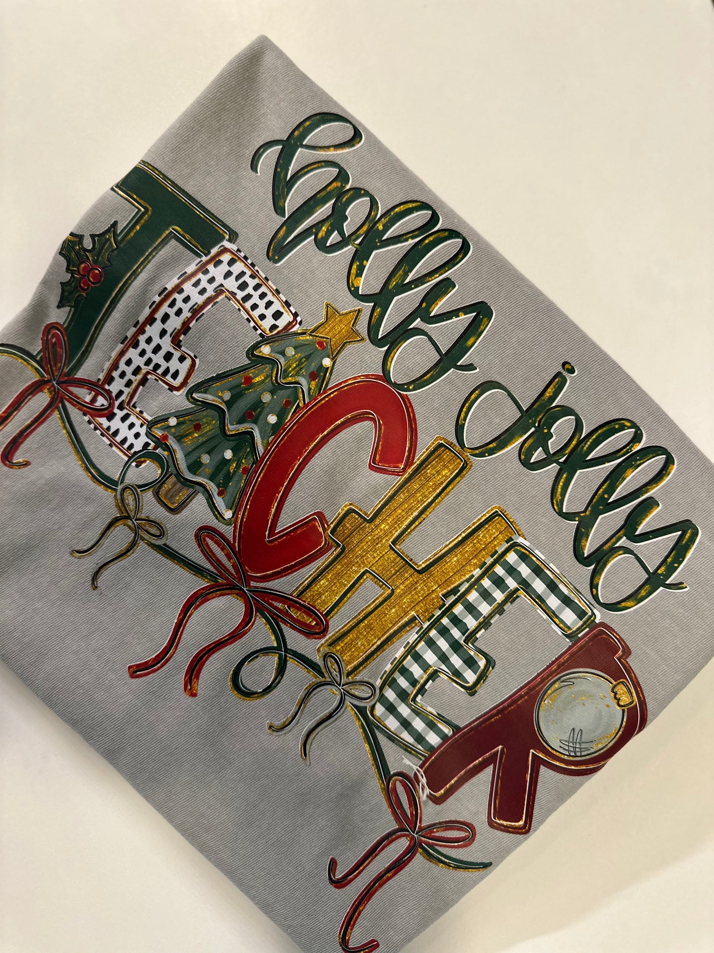 HOLLY JOLLY TEACHER TEE OR SWEATSHIRT