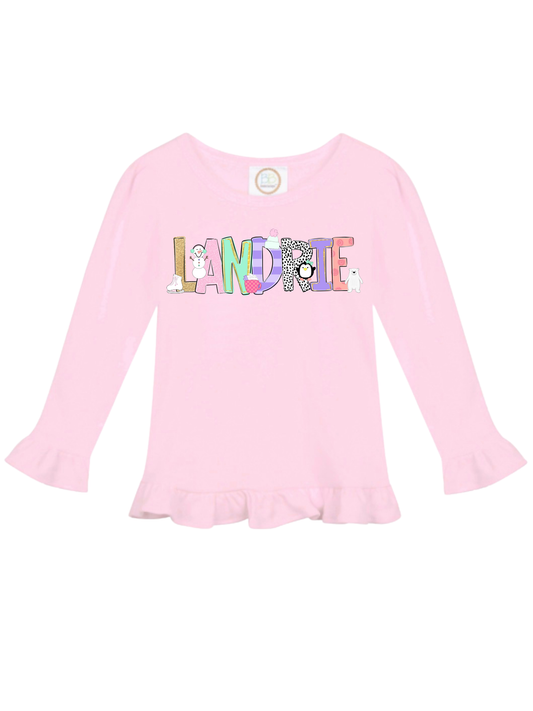 Preppy Winter Personalized Girls Shirt