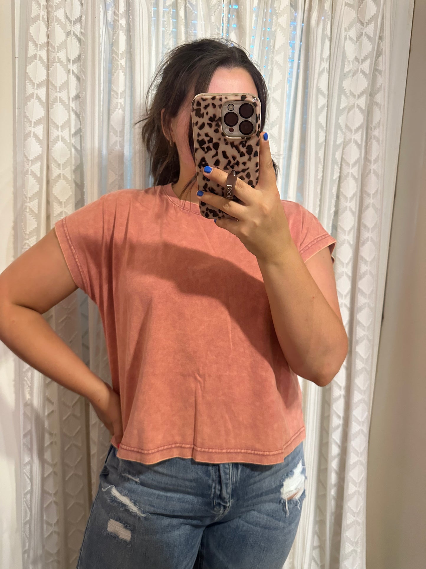 Ash Rose Mineral Wash Dolman Top