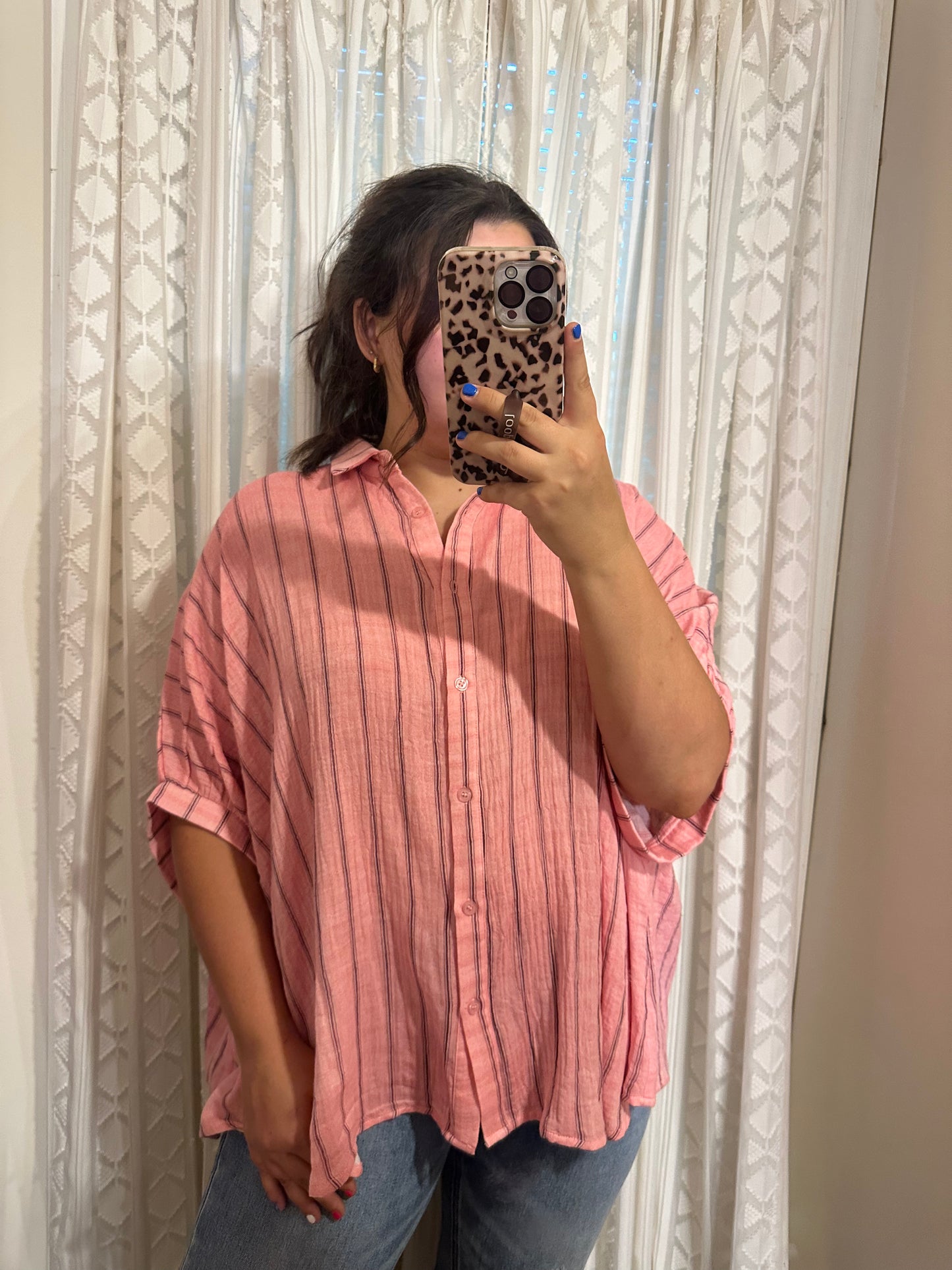 Coral Pink Oversized Blouse