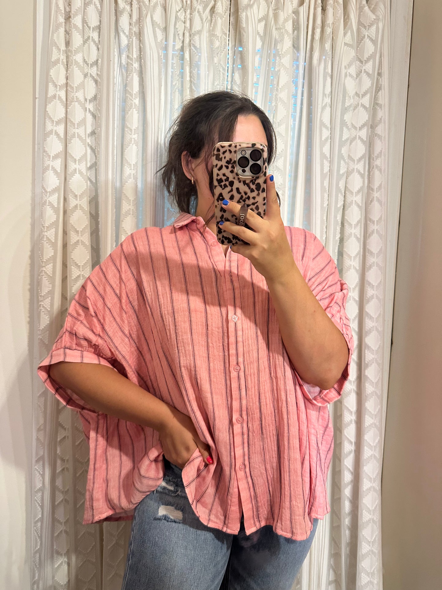 Coral Pink Oversized Blouse