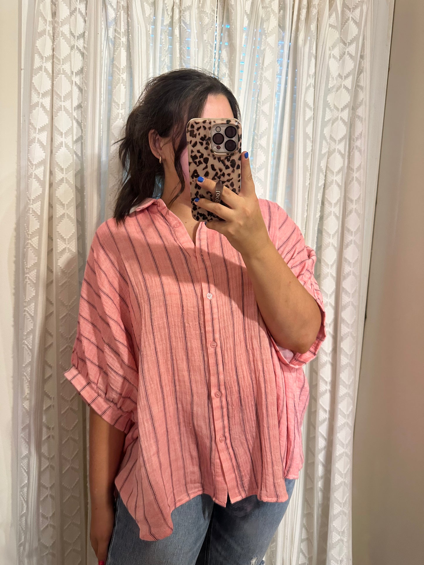 Coral Pink Oversized Blouse